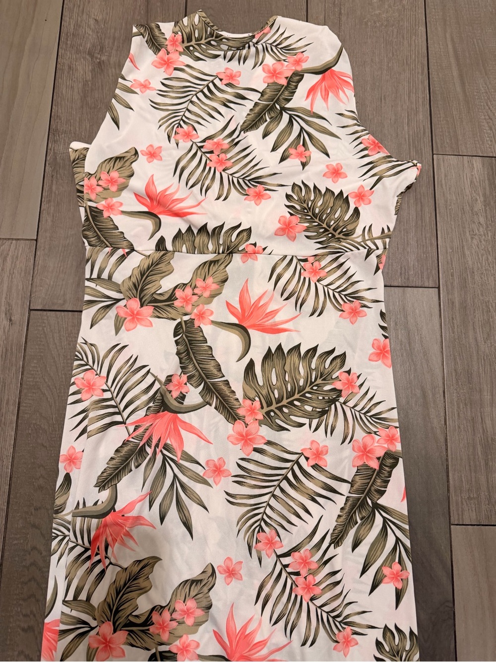 IMAN Coral Floral Maxi Dress with Olive Palm Print - Picture 8 of 9